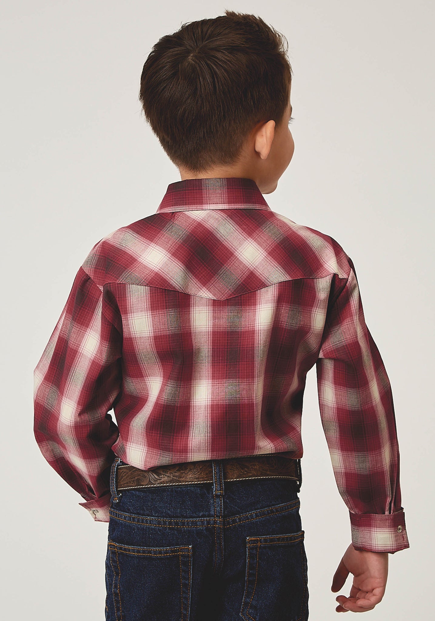Roper Boy's Long Sleeve Snap Red Plaid Western Shirt (01-030-0101-3007 RE)