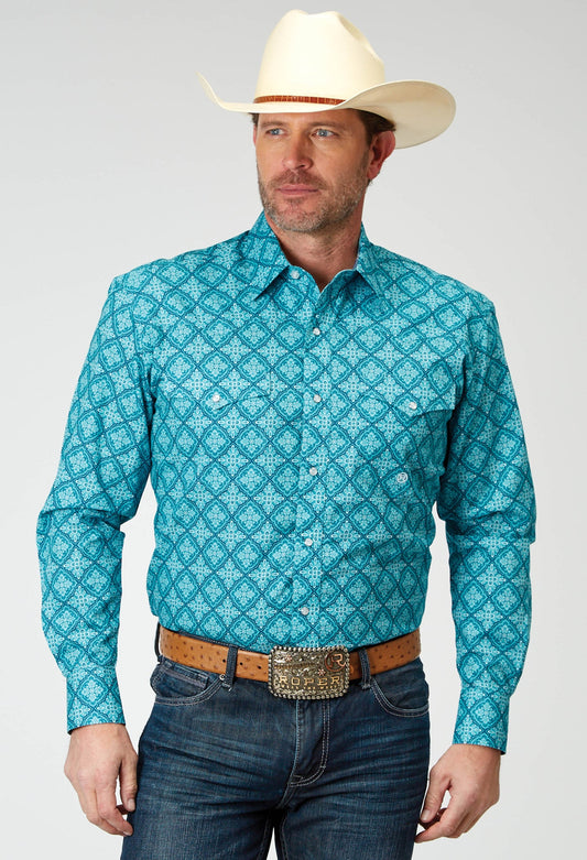 Roper Men's Long Sleeve Snap Lake Medallion Western Shirt (03-001-0225-2029 BU)