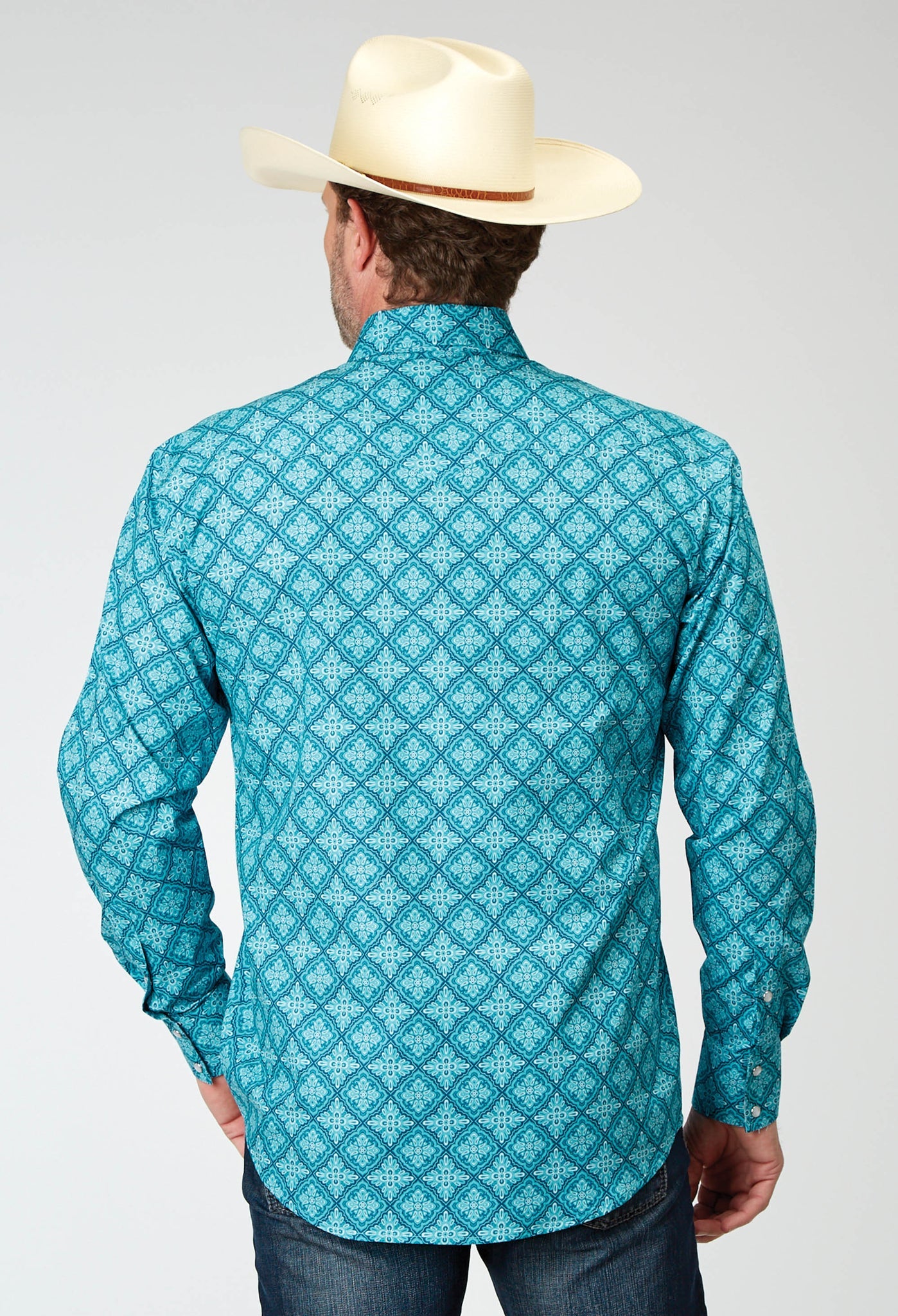Roper Men's Long Sleeve Snap Lake Medallion Western Shirt (03-001-0225-2029 BU)