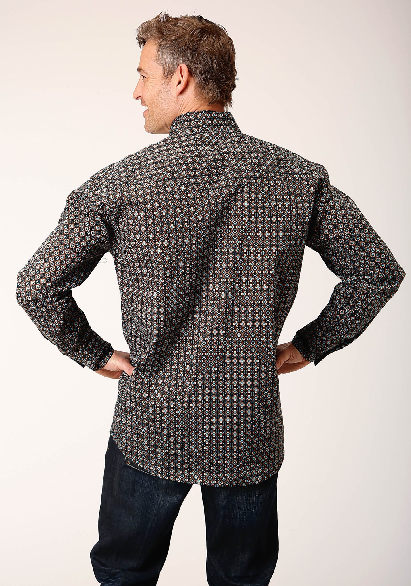 Roper Men's Long sleeve Snap Wild West Foulard Western Shirt (03-001-0225-6015 BR)