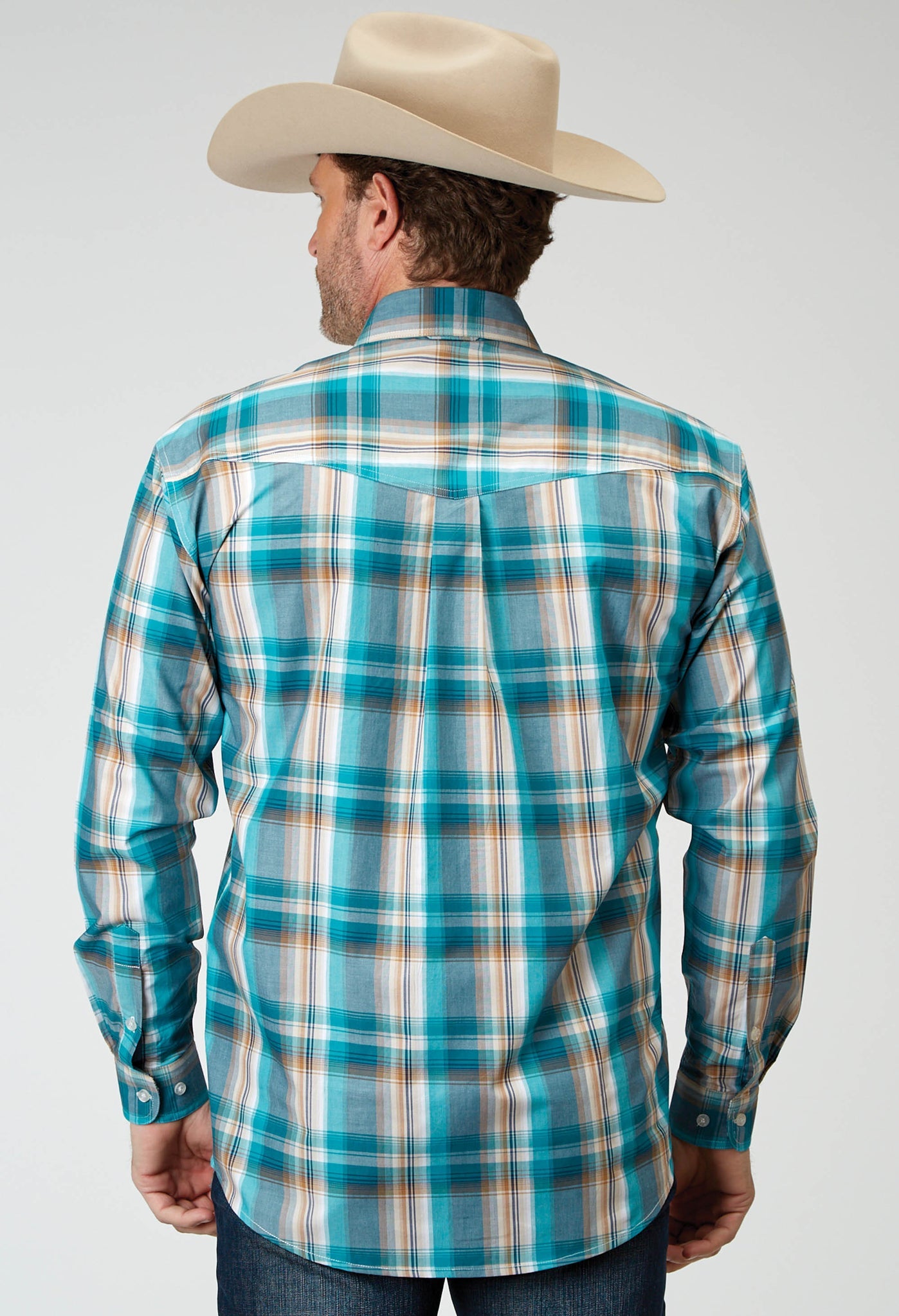 Roper Men's Long Sleeve Button Waters Edge Plaid Western Shirt (03-001-0378-2095 MU)