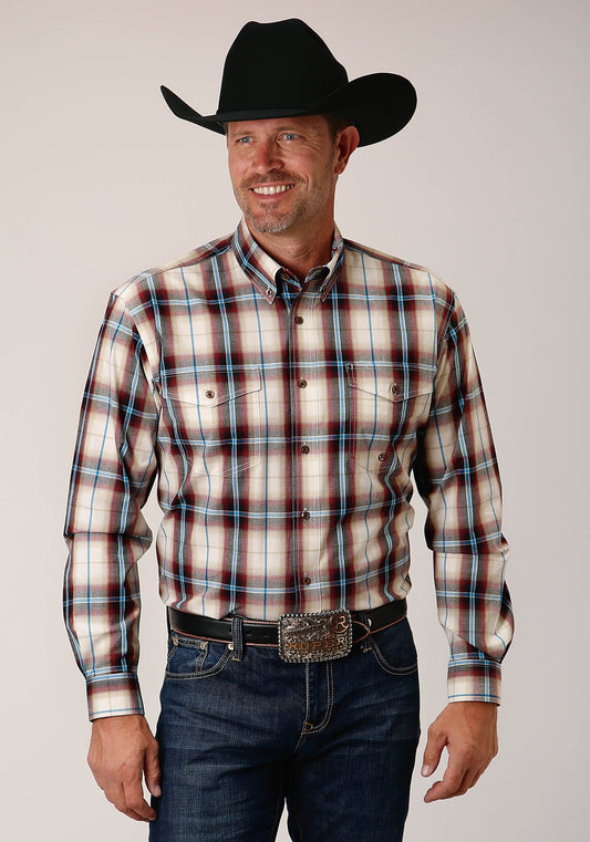 Roper Men's Long Sleeve Button Red Canyon Plaid Western Shirt (03-001-0378-7032 RE)