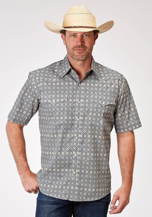 Roper Men's Short Sleeve Snap Western Foulard Western Shirt (03-002-0225-2023 TA)