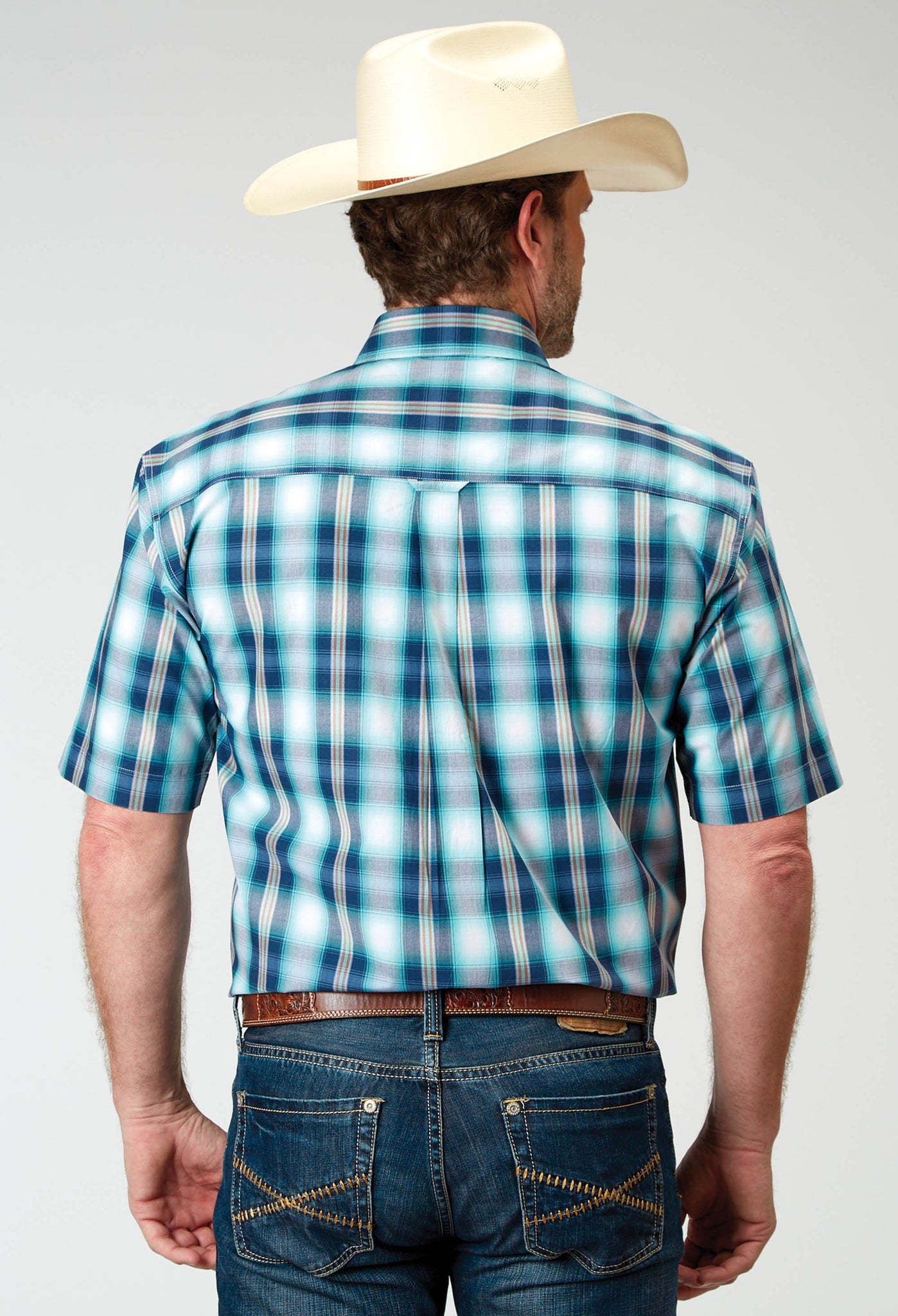 Roper Men's Western Short Sleeve Shirt (03-002-0379-2094 BU)