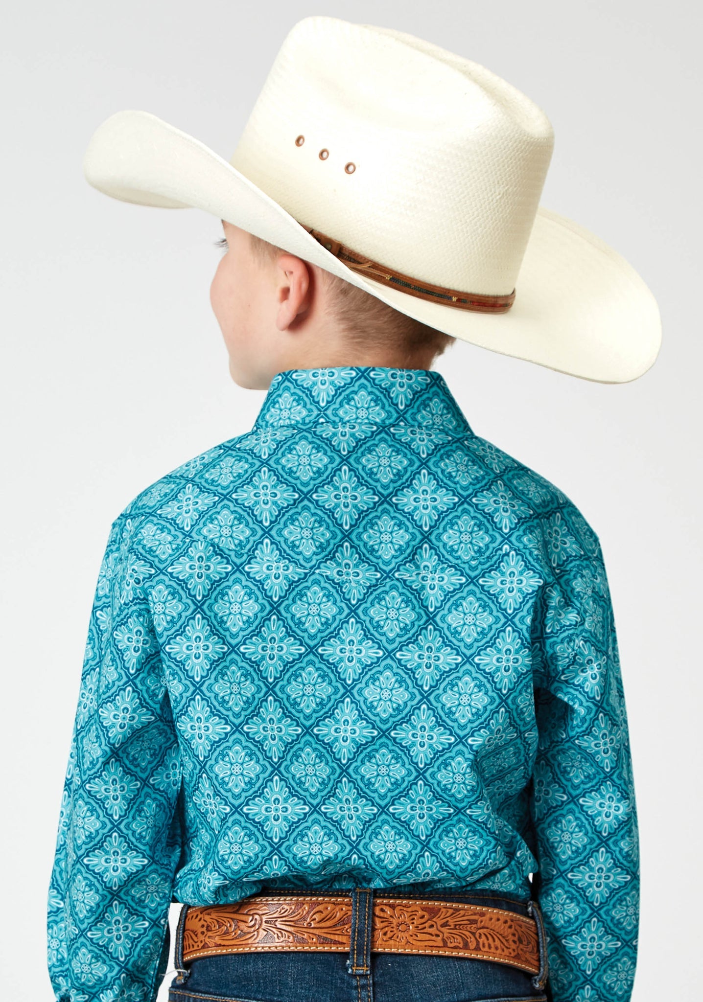 Roper Boy's Long sleeve Snap Lake Medallion Western Shirt (03-030-0225-2029 BU)