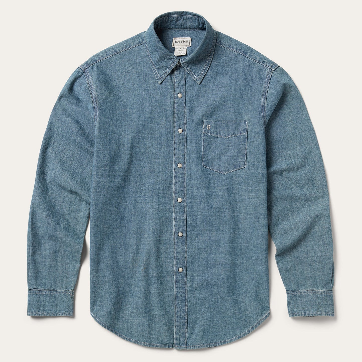Camisa vaquera Chambray de Stetson para hombre (11-001-0465-2045 BU)