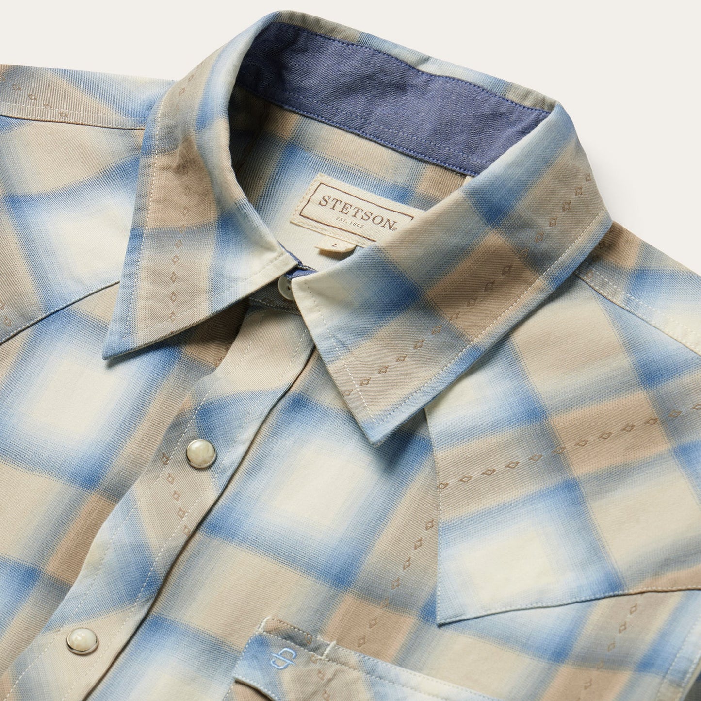 Stetson Men's Sand Dobby Plaid Western Shirt (11-001-0478-2044 BR)