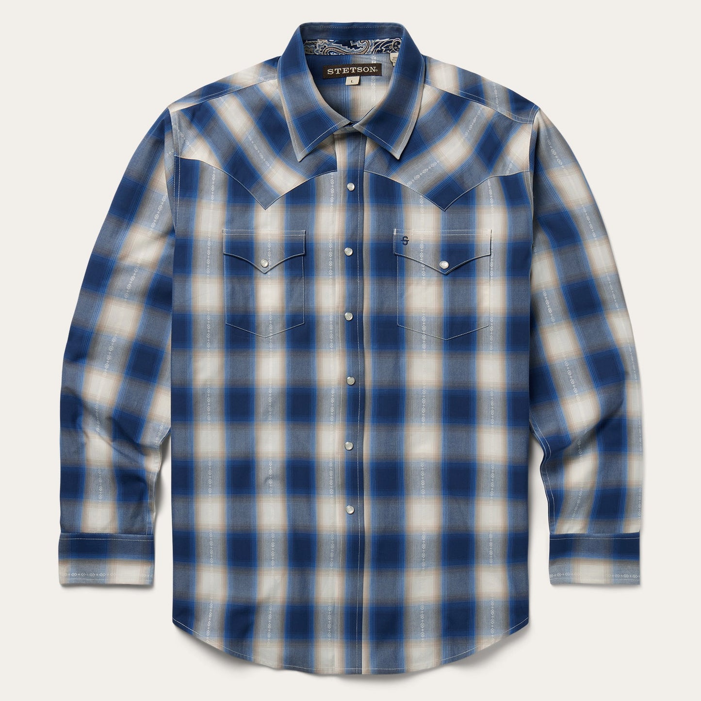 Stetson Men's Blue Ombre Plaid Western Shirt (11-001-0478-2040 BU)