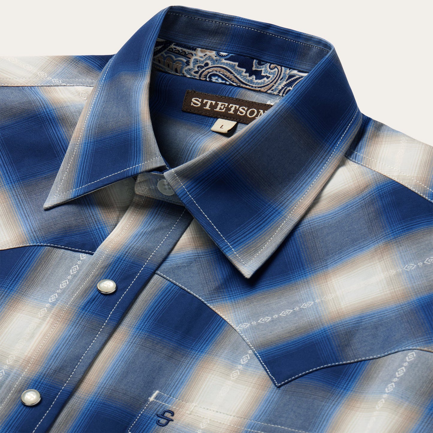 Stetson Men's Blue Ombre Plaid Western Shirt (11-001-0478-2040 BU)