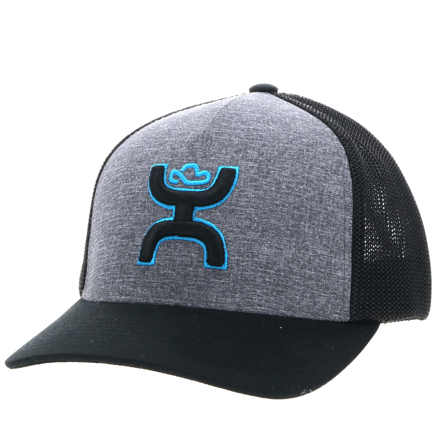 Gorra Hooey "Coach" para hombre, color carbón/negro con logotipo negro/azul (2312CHBK)
