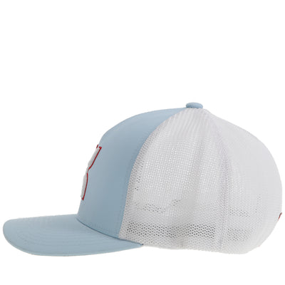 Gorra Hooey "Coach" para hombre, color azul claro/blanco con rojo/blanco (2412BLWH)