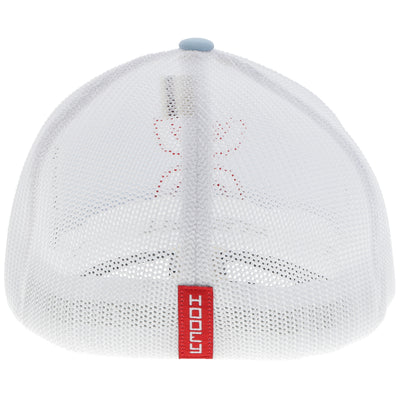 Gorra Hooey "Coach" para hombre, color azul claro/blanco con rojo/blanco (2412BLWH)