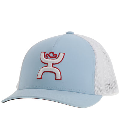 Gorra Hooey "Coach" para hombre, color azul claro/blanco con rojo/blanco (2412BLWH)