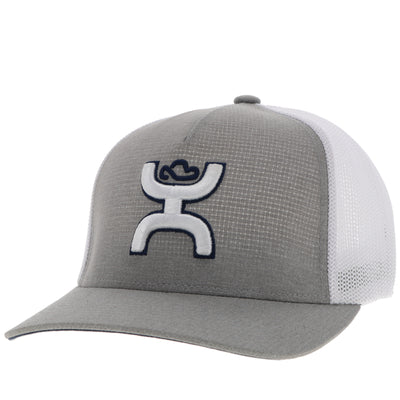 Hooey Men's "Coach" Grey/White Flexfit Cap (2412GYWH)