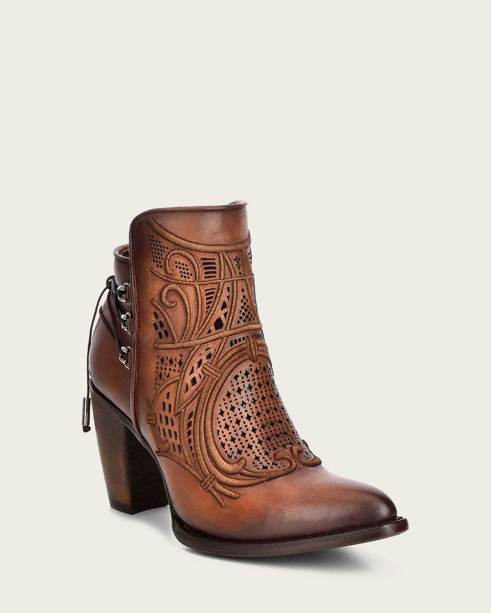Botines Cuadra para mujer con bordado en el tobillo color miel (CU434/3F48RS - Crust Satro Castaño)
