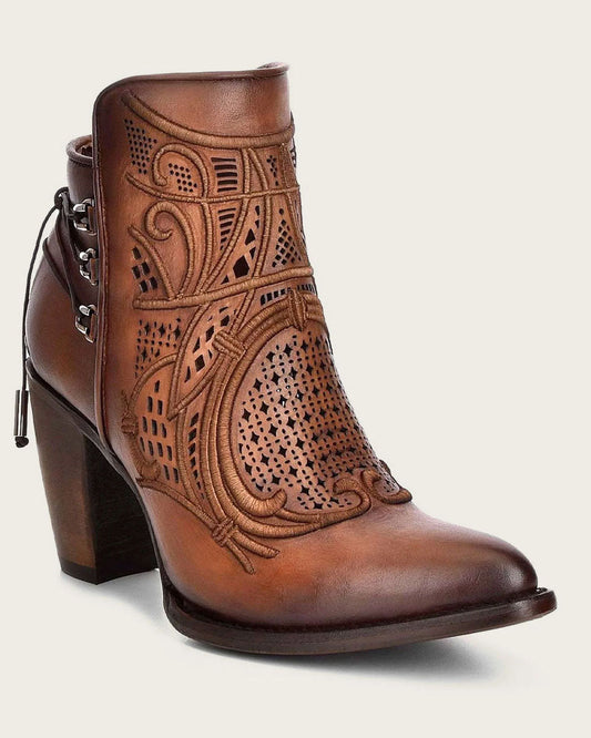 Botines Cuadra para mujer con bordado en el tobillo color miel (CU434/3F48RS - Crust Satro Castaño)
