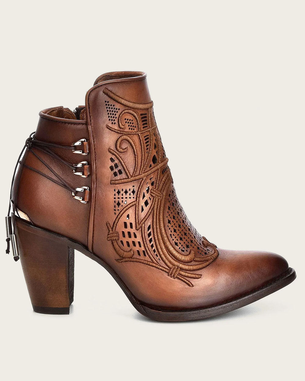 Botines Cuadra para mujer con bordado en el tobillo color miel (CU434/3F48RS - Crust Satro Castaño)