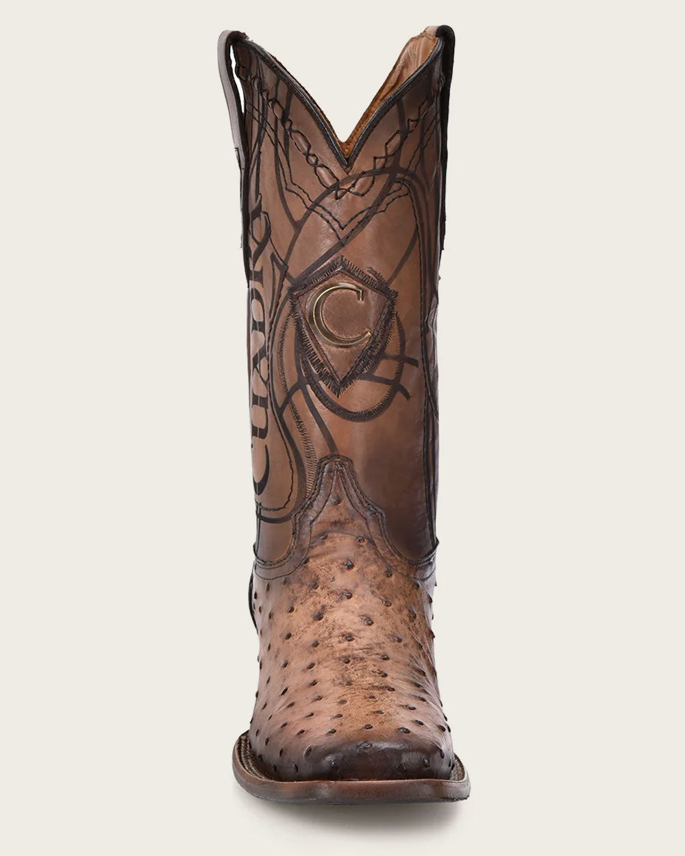 Botas Western de Avestruz Miel Cuadra para Hombre (CU744/3Z2LA1 - Avestruz Marrón Lugano)