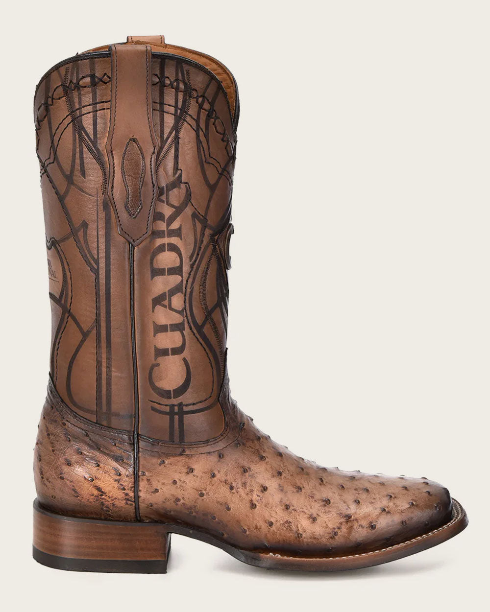 Botas Western de Avestruz Miel Cuadra para Hombre (CU744/3Z2LA1 - Avestruz Marrón Lugano)