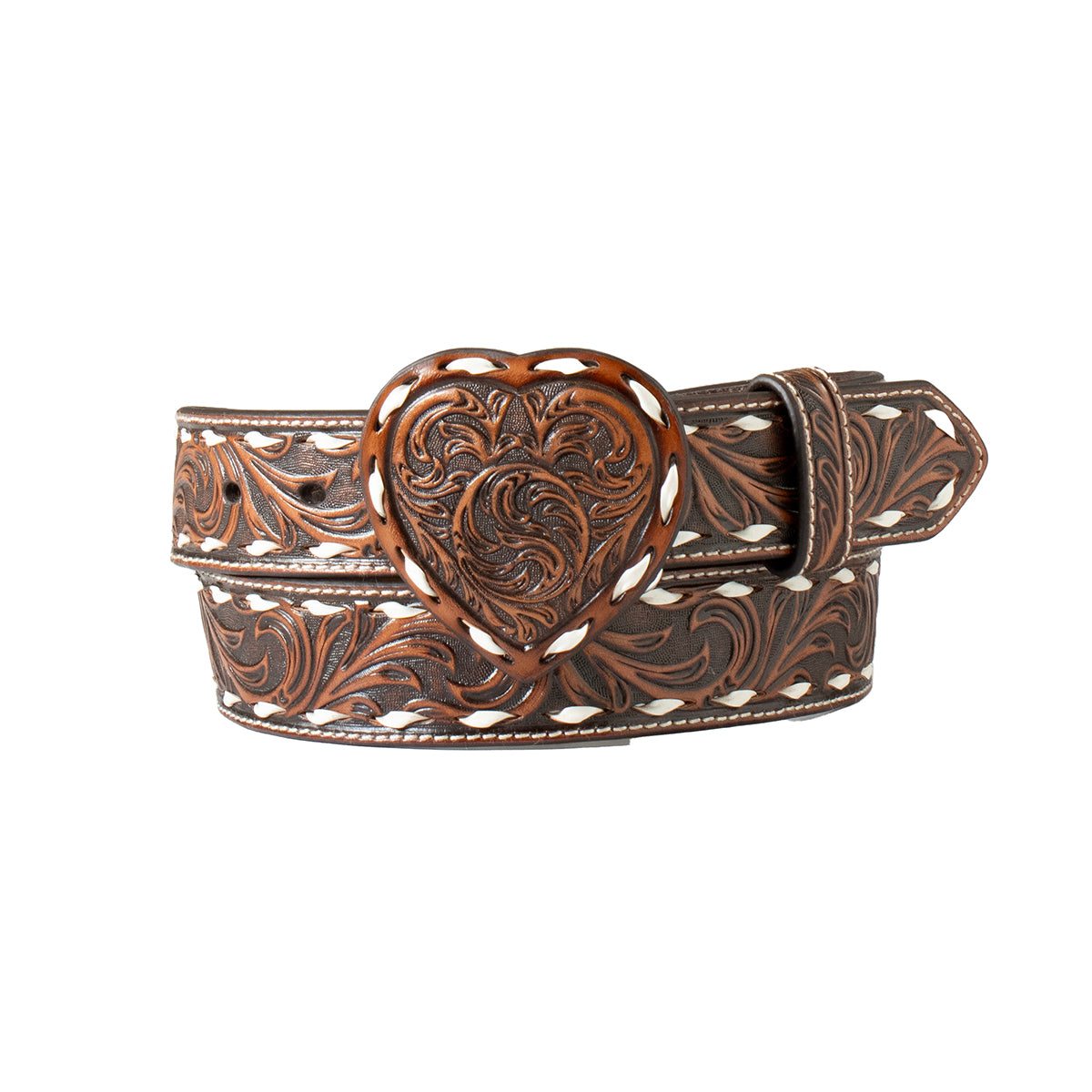 Angel Ranch Women's Heart Floral Embossed Belt (D140007434)