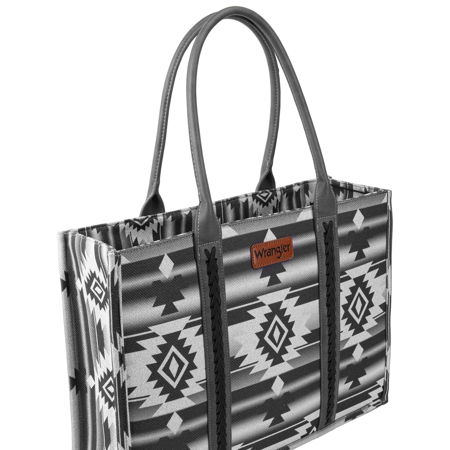 Wrangler Southwestern Print Canvas Wide Tote Bag (WG2203A-8119BK)