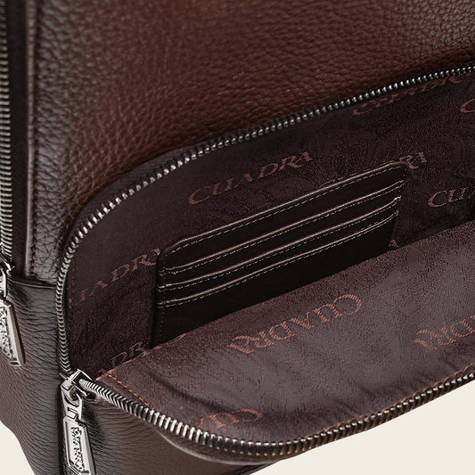Cuadra Men's Luxury Brown Deer Leather Crossbody Messenger Bag (DU486/BO462VE Brown)
