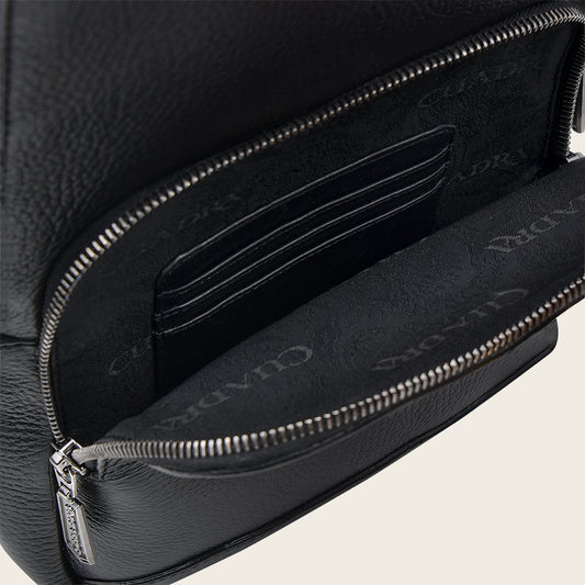 Cuadra Men's Luxury Black Deer Leather Crossbody Messenger Bag (DU485/BO462VE Black)