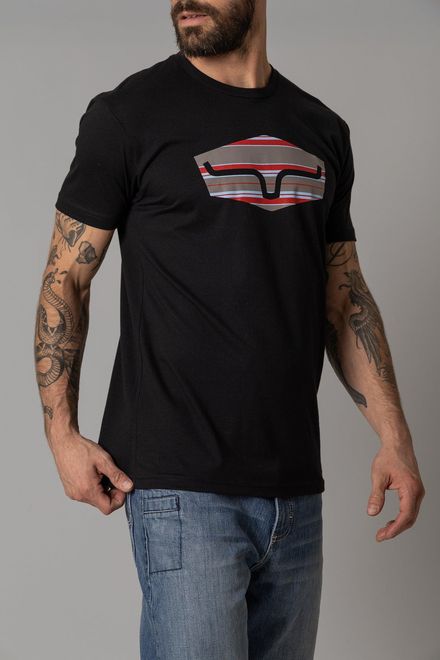 Camiseta a rayas Kimes Ranch para hombre (negra)