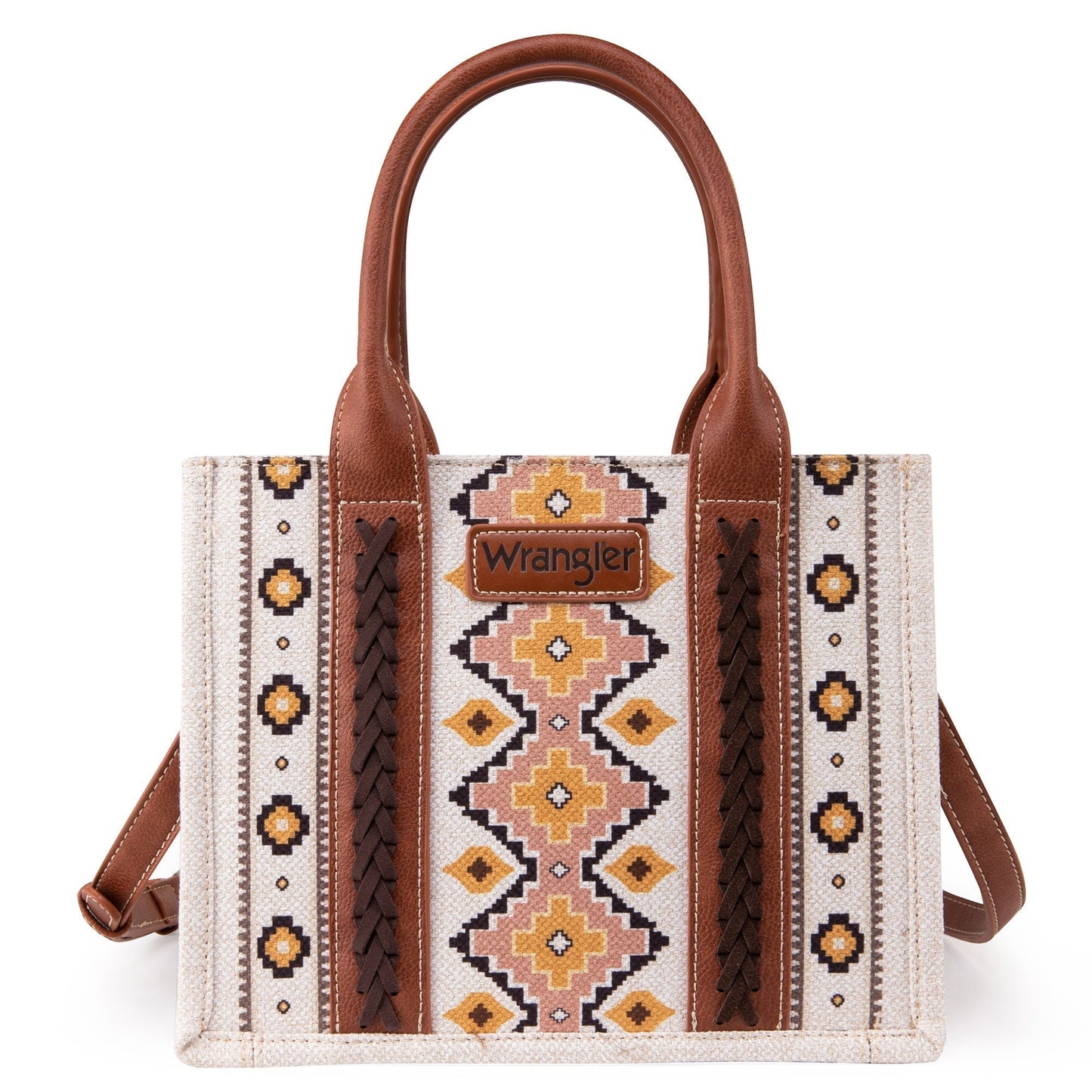 Wrangler Southwestern Print Small Canvas Tote/Crossbody (WG2202-8120SCF / Coffee)