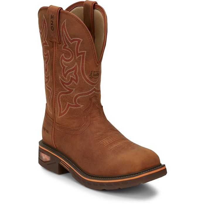 Justin Resistor 11" Waterproof Nano Comp Toe Boots (CR4016 / Russet Brown)