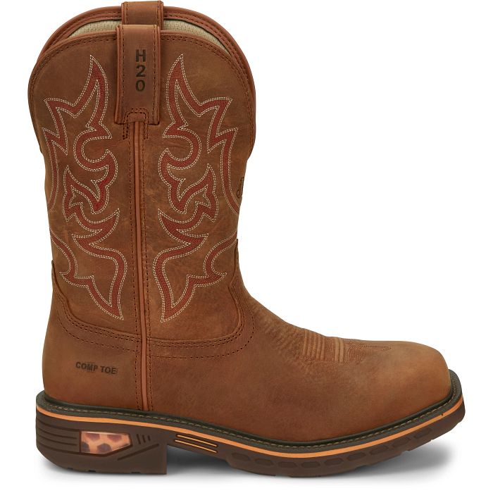 Justin Resistor 11" Waterproof Nano Comp Toe Boots (CR4016 / Russet Brown)