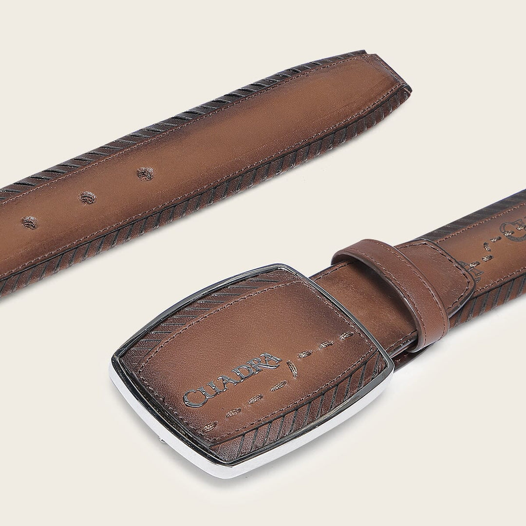 Cuadra Men's Honey Brown Bovine Western Belt (BC403/CV506RS - Honey)