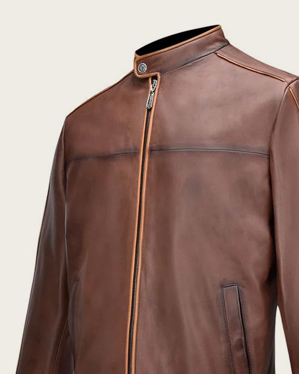 Cuadra Men's Brown Minimalist Leather Jacket (JC113/H269COC)