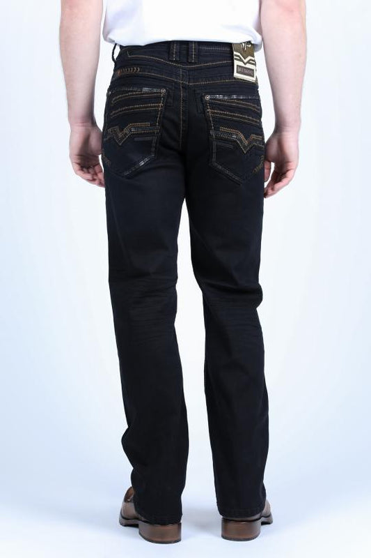 Vaqueros de corte bota Holt Slim de Platini para hombre (PHD9729 - Negro)
