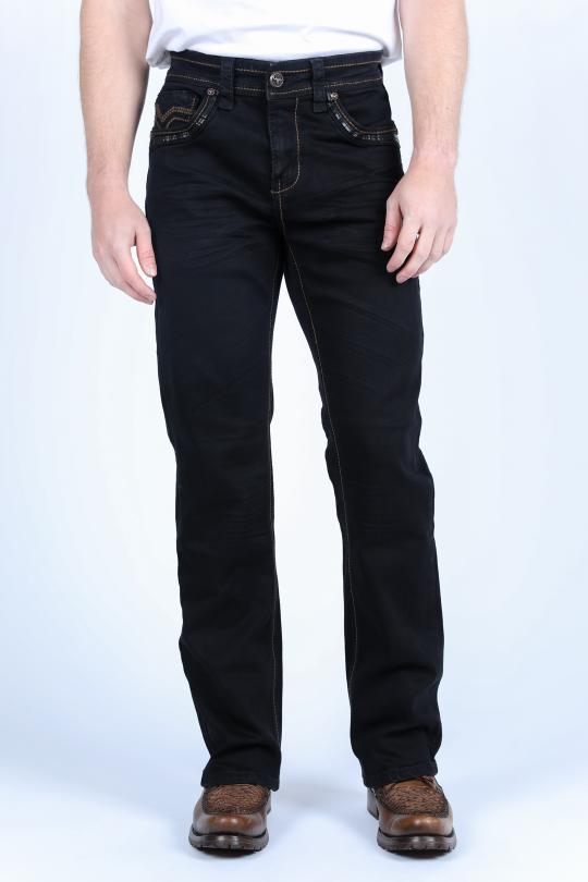Vaqueros de corte bota Holt Slim de Platini para hombre (PHD9729 - Negro)