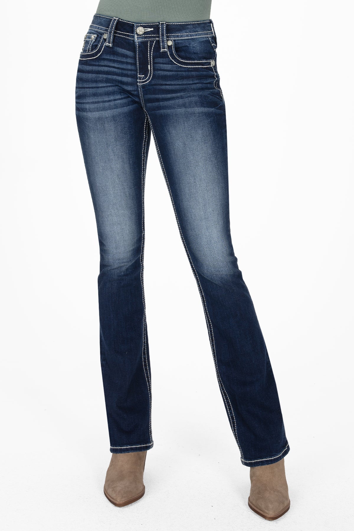 Miss Me Women's Rope & Boots Bootcut Jeans (M9196B-D1027 / Dark Wash)