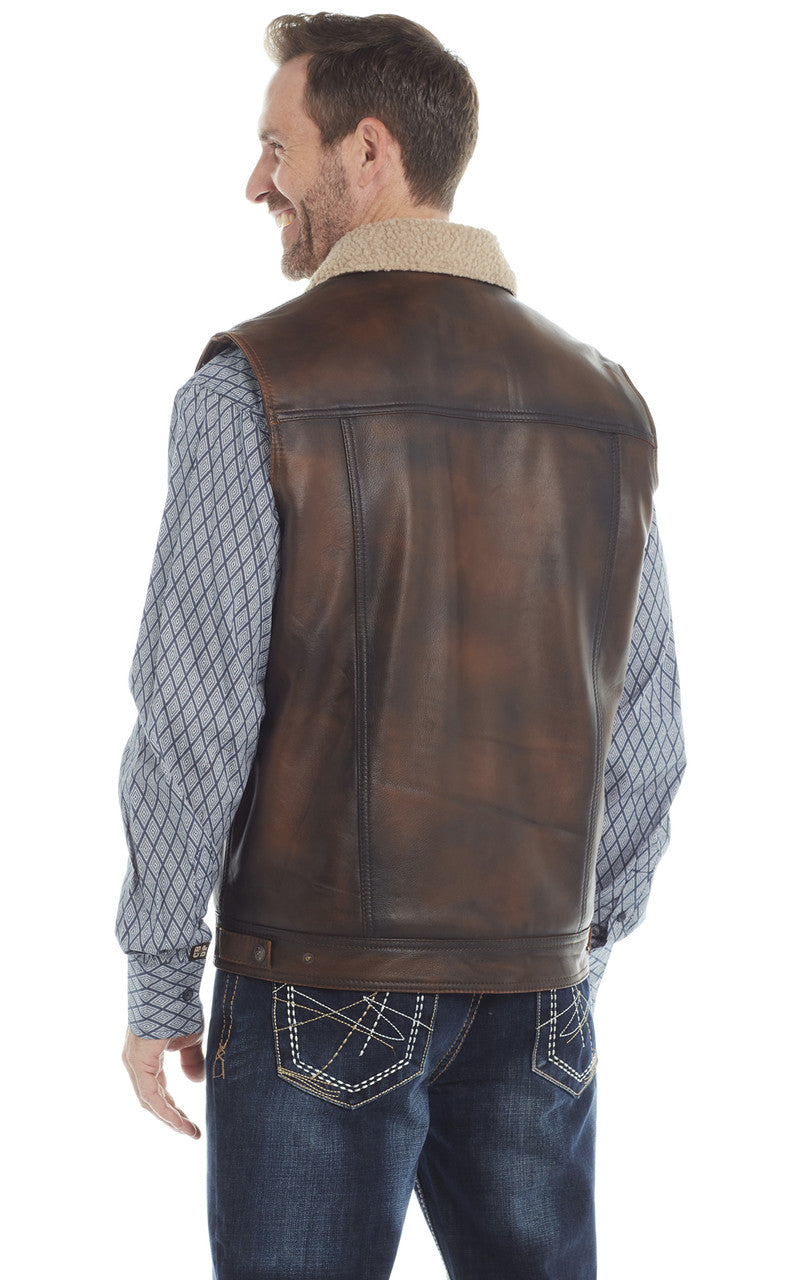 Cripple Creek Men's Snap Front Light Weight Lamb Nappa Vest w/ Sherpa Lining (ML5063-94)