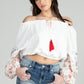 Miss Me Women's Floral Puff Long Sleeve Embroidered Top (MT2604L / Multi White)