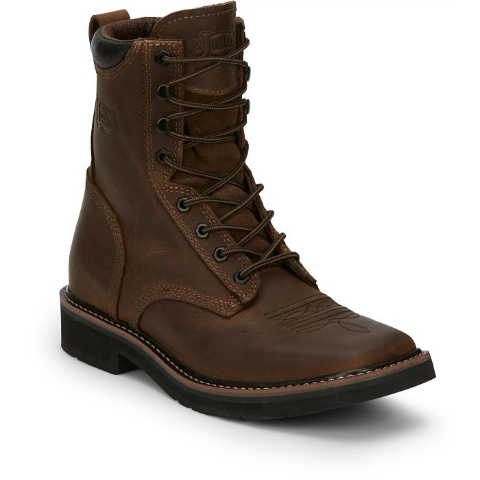 Justin Pulley 8" Work Boots (SE681 / Aged Bark)