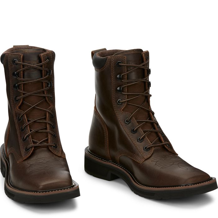 Justin Pulley 8" Work Boots (SE681 / Aged Bark)