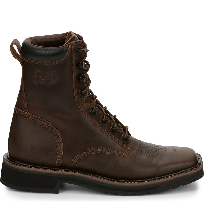 Justin Pulley 8" Work Boots (SE681 / Aged Bark)
