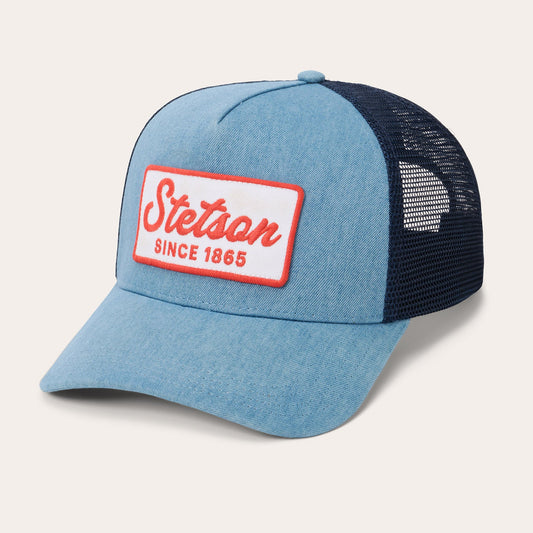 Stetson Washed Denim 1865 Patch Trucker Snapback (SCDNSP-0026DMRU / DEN/WHT)