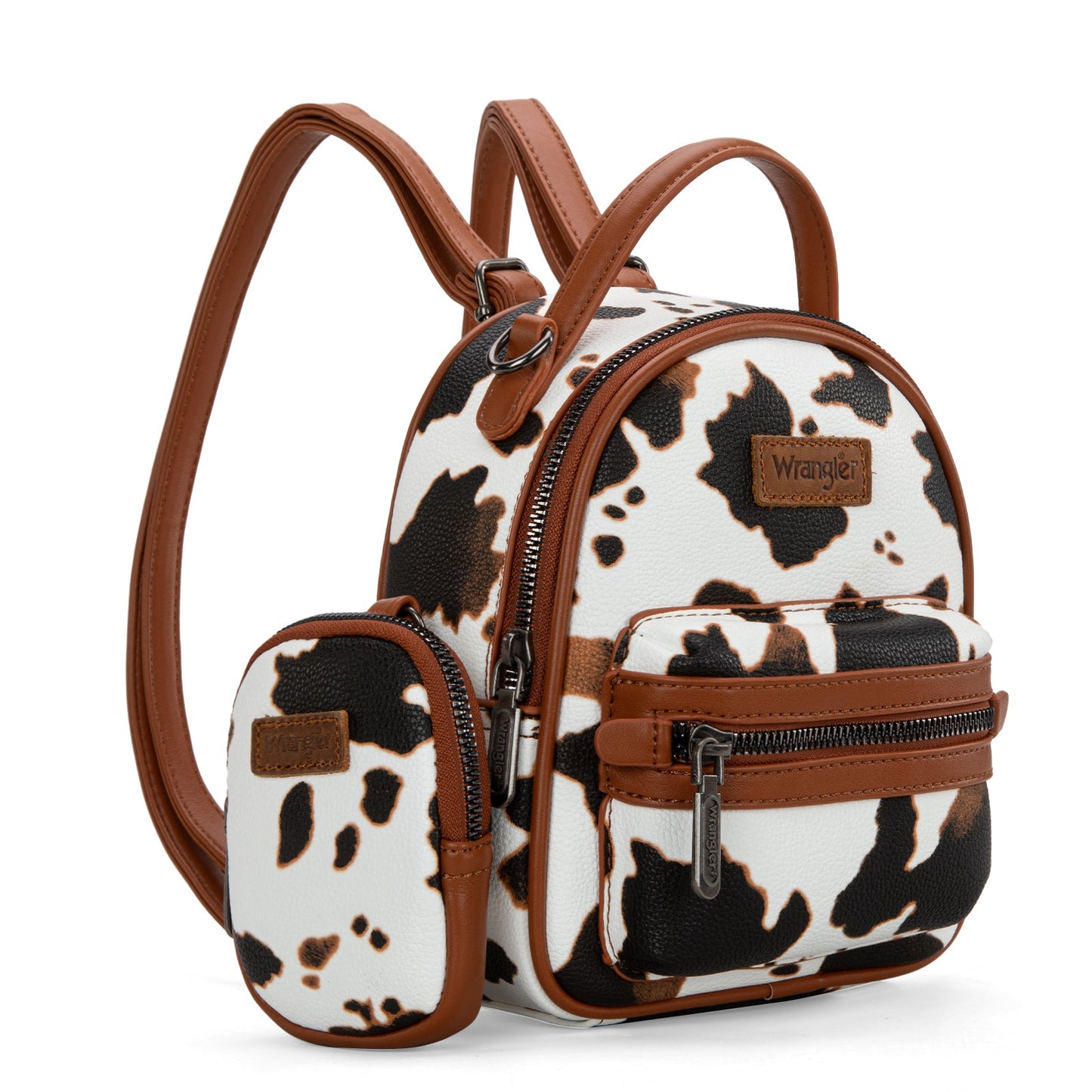 Wrangler Cow Print Mini Backpack with Coin Pouch (WG133-8600BR / Brown)
