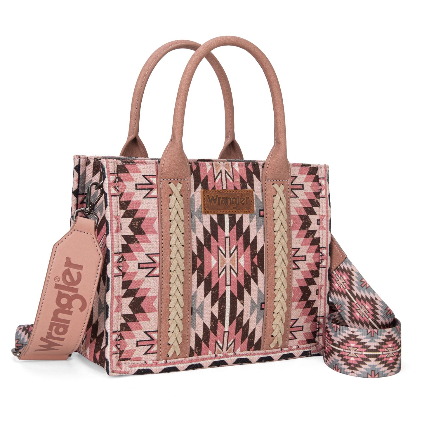 Wrangler Southwestern Pattern Dual Sided Print Tote/Crossbody (WG2213-8120SDPK / Dark Pink)