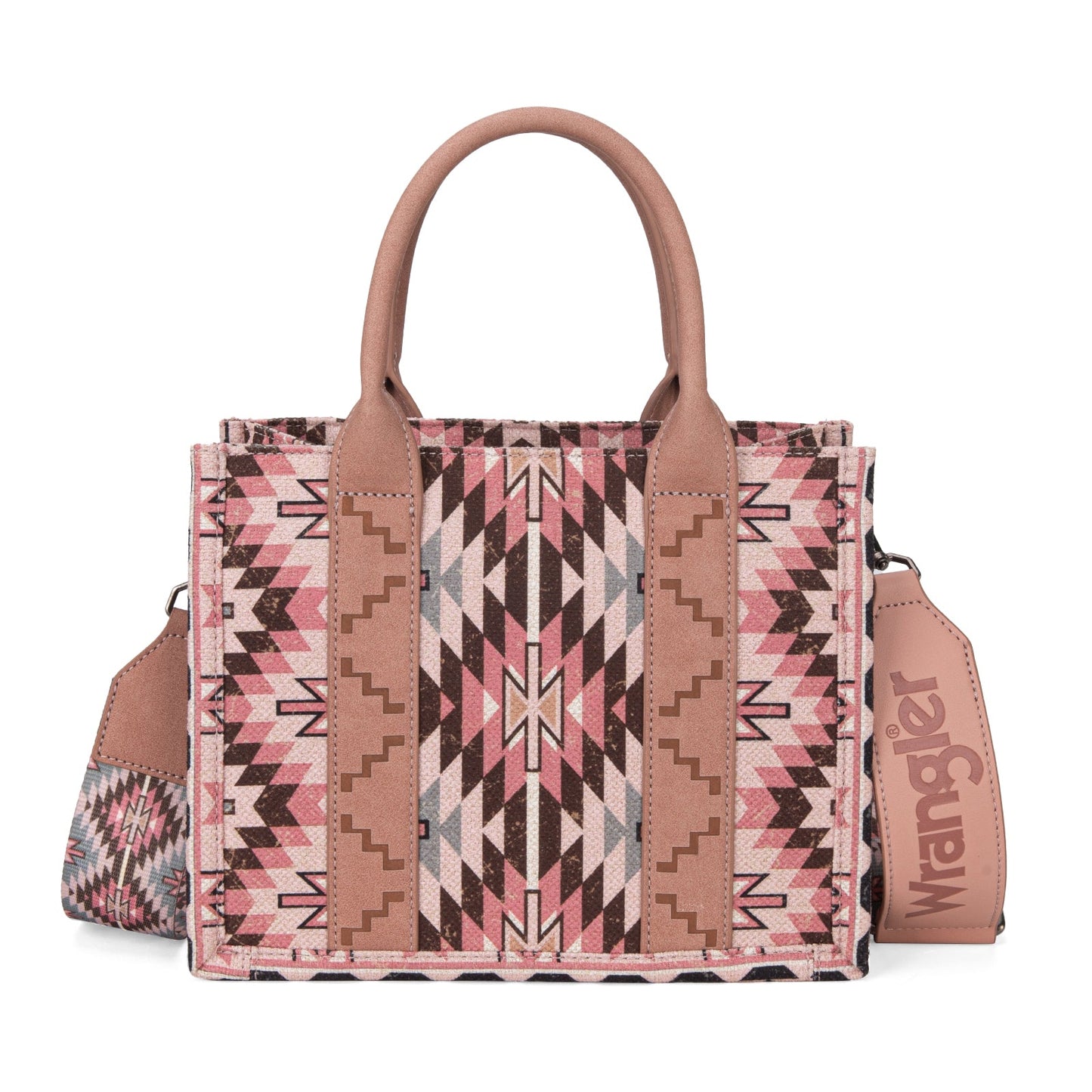 Wrangler Southwestern Pattern Dual Sided Print Tote/Crossbody (WG2213-8120SDPK / Dark Pink)