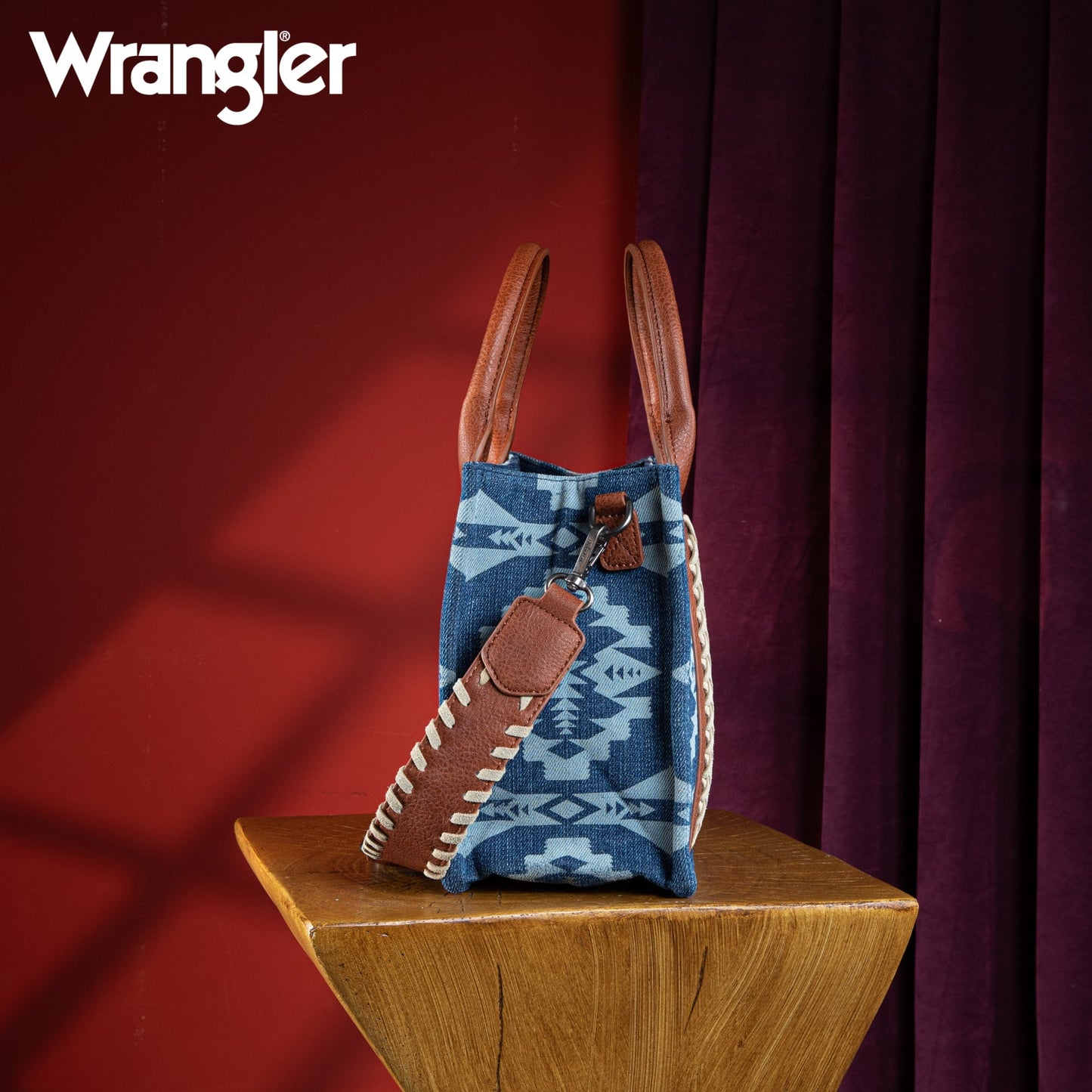 Wrangler Southwestern Print Small Canvas Tote/Crossbody (WG2212-8120JN / Jean)