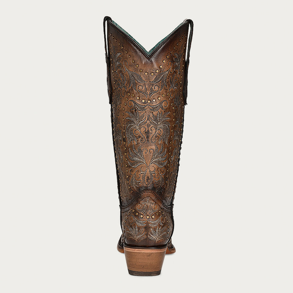 Corral Women’s Embroidery and Studs Maple Snip Toe Cowboy Boots (C3972-M / Maple)
