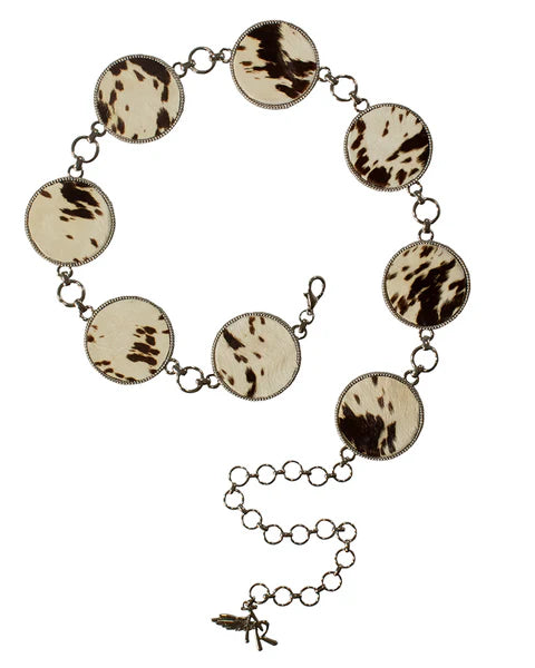 Angel Ranch Women's Round Calf Hair Conchos Chain Belt (D140009202)