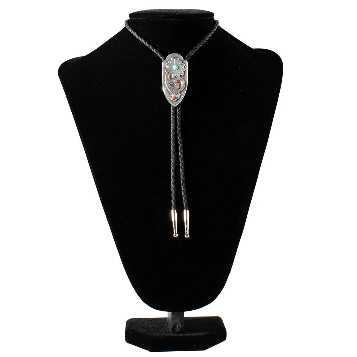 Double S Collection Arrow Floral Turquoise Red Bolo Tie (22405)