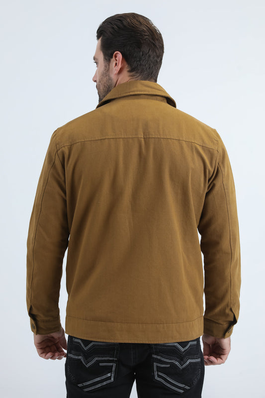 Abrigo Platini de ante sintético acolchado con forro de piel para hombre (JKT11097 Camel)